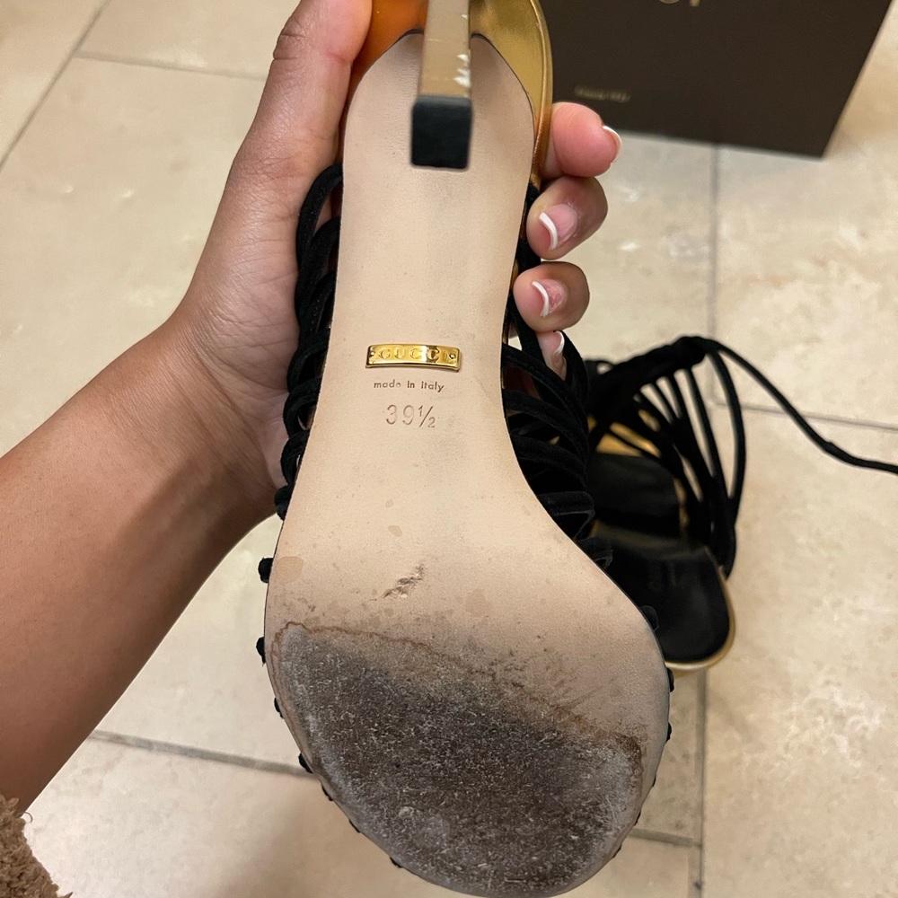 Gucci kid scamosciato nero heel - Picture 5 of 9